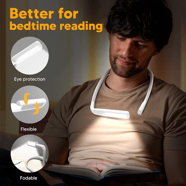 Lampe de lecture de livre au lit - Lampe de cou avec bras flexibles - Lampe  LED 270° de rotation 1800 mAh rechargeable Idéal pour le camping