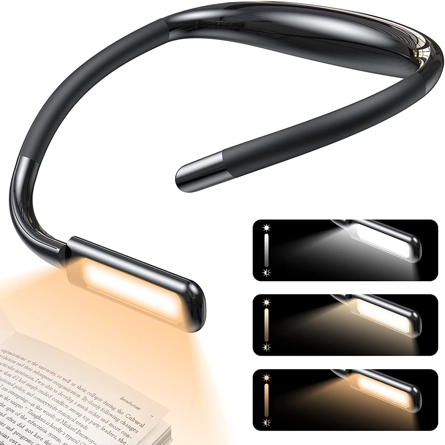 Lumière de lecture de cou rechargeable Led Livre Lumière cou Étreinte Lampe  de lecture avec 3 niveaux de luminosité Lampe à tricoter pour lire au lit  la nuit