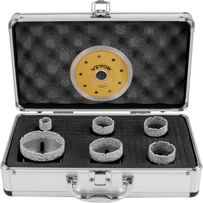 HIGHDRIL Trapano Diamantato Kit 10pezzi (6/6/8/25/35/50/68mm