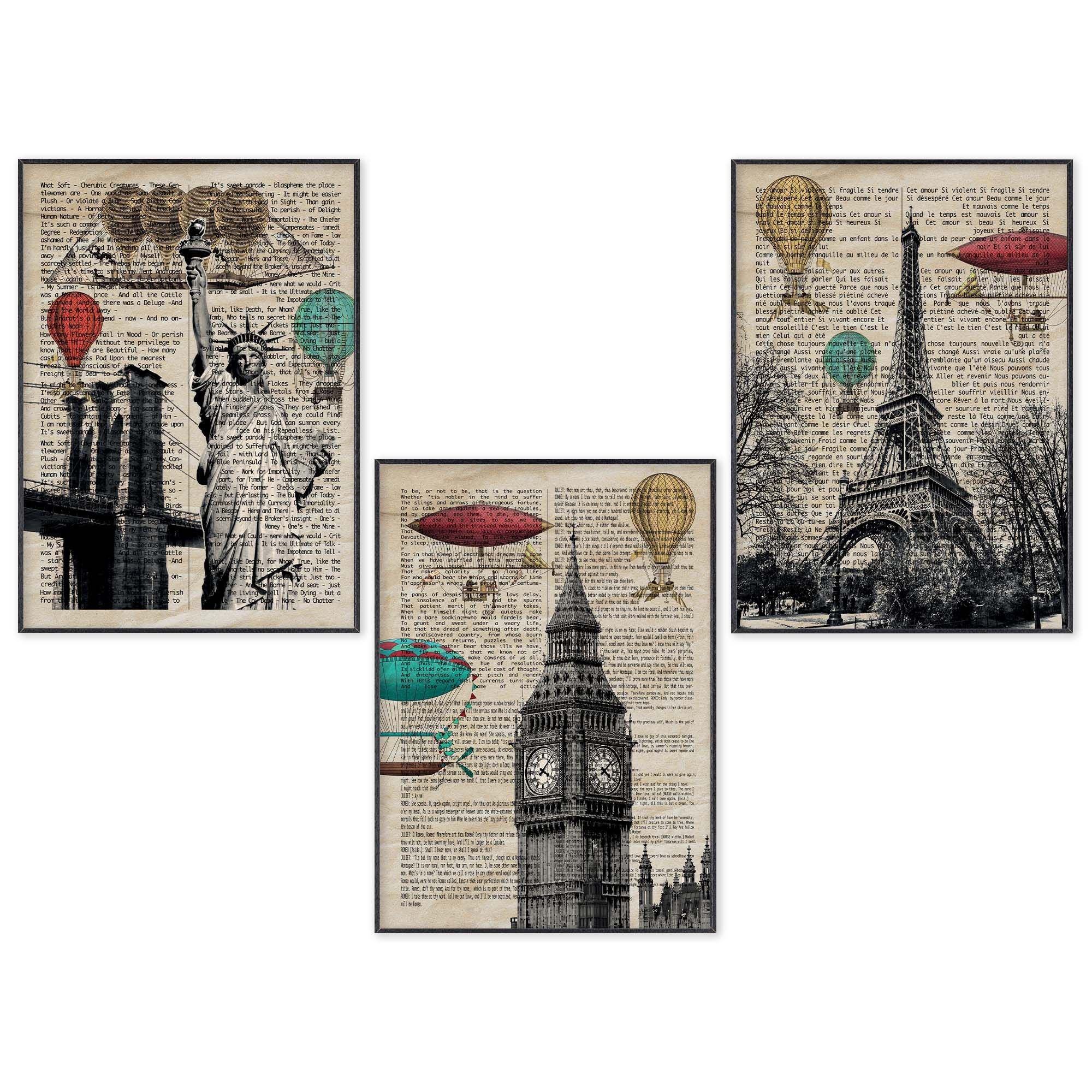 Set con 3 POSTER Quadri moderni COLOR A3 29,7x42 cm ART PRINTS METAL stampe da  parete finitura metallizzata per soggiorno, camera da letto, cucina,  astratti alta qualita', SENZA CORNICE