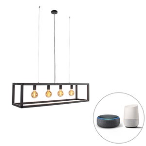 Plafoniera nera incl. 4 lampadine smart E27 G95 - FACIL