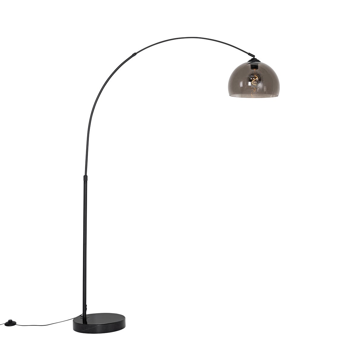 Lampada ad arco moderna nera con lampadine smart A60 Wifi