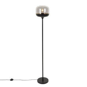 Lampada da tavolo di design nera con vetro fumé - Qara