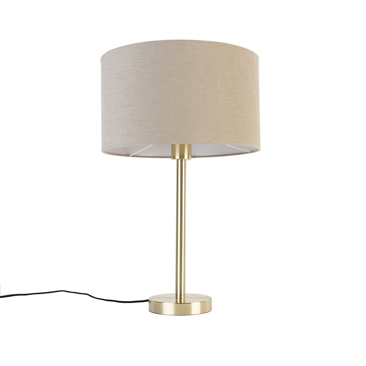 Lampada da tavolo classica in ottone con paralume marrone chiaro 35 cm -  Simplo