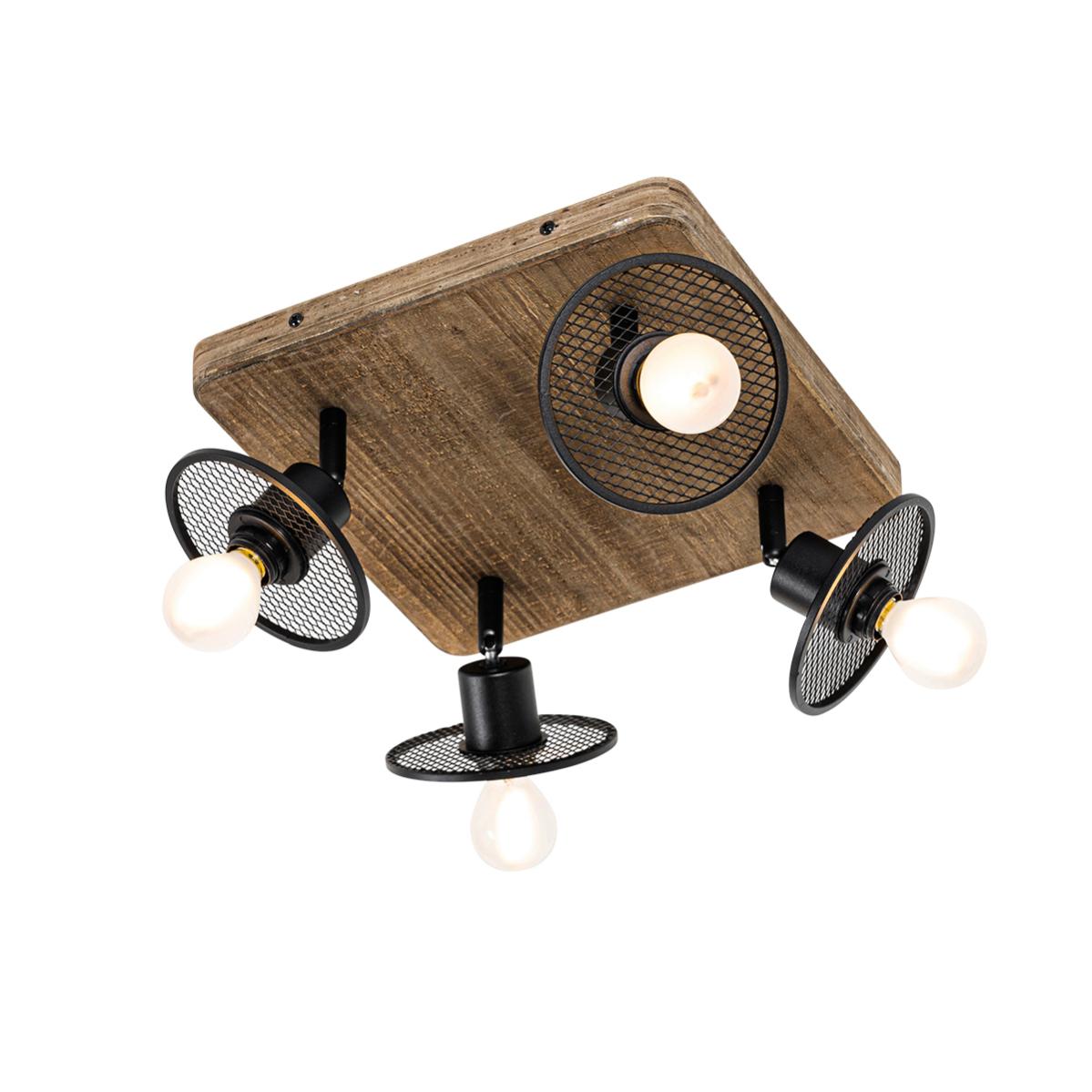 Trango Faretto Da Soffitto LED 4 Luci - Plafoniera Bagno Cromata Con Vetro E Lampadine GU10 Incluse