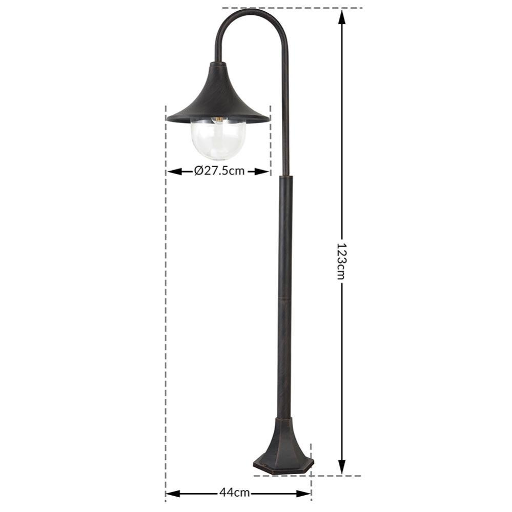 Lampione Da Giardino Vittoriano In Alluminio – 200 Cm, 1 Luce, Colore Grigio Con Finitura Anticata Verde Bronzo, IP44