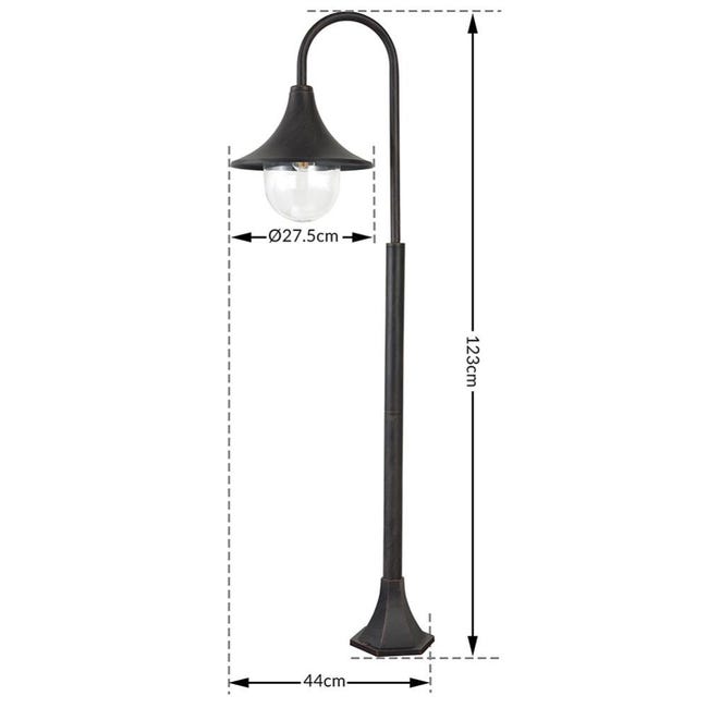 Lampione Da Giardino Vittoriano In Alluminio – 200 Cm, 1 Luce, Colore Grigio Con Finitura Anticata Verde Bronzo, IP44