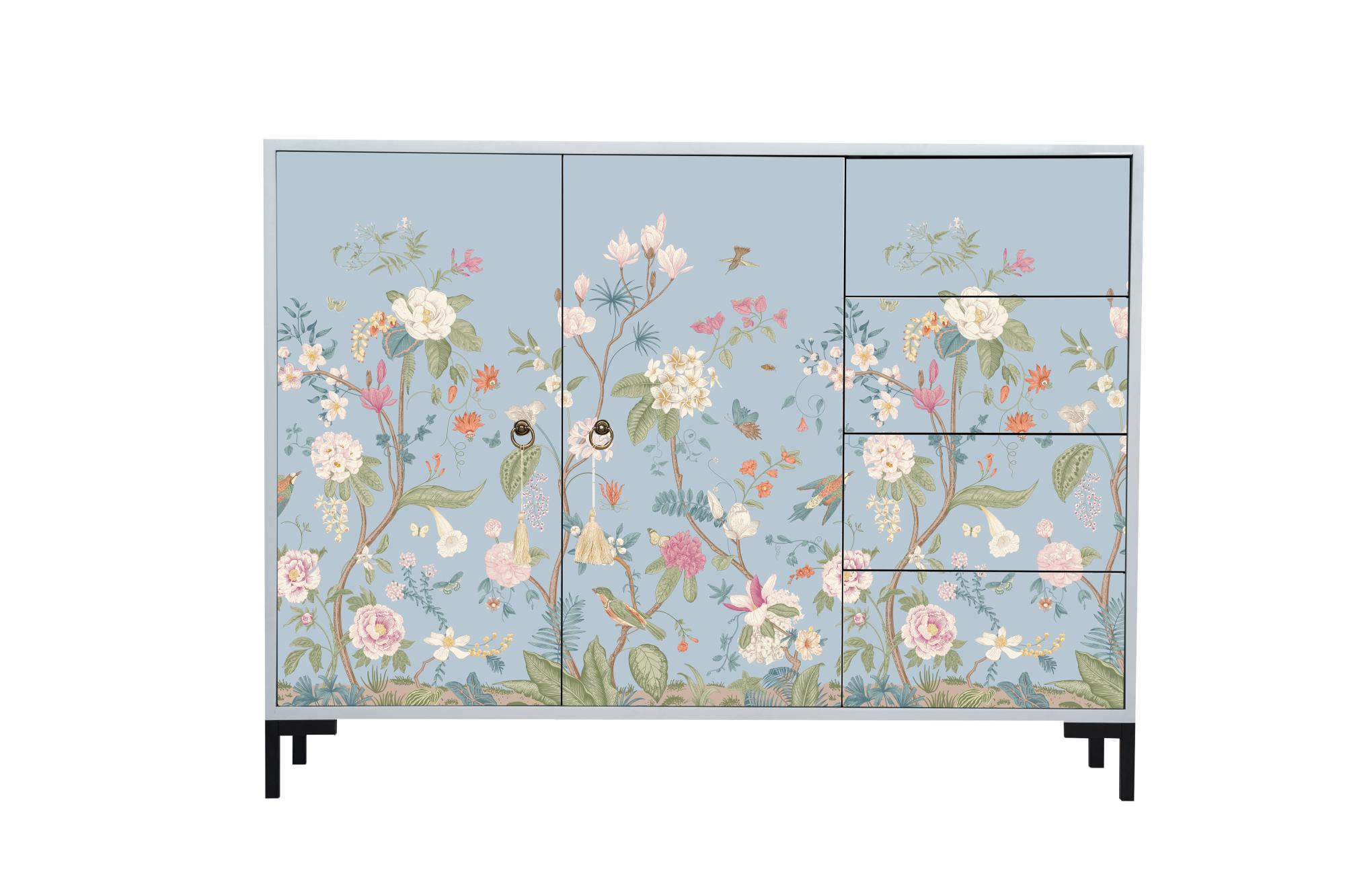 Credenza bassa WILMA TELMA 2 ante 4 cassetti pino massiccio stampa