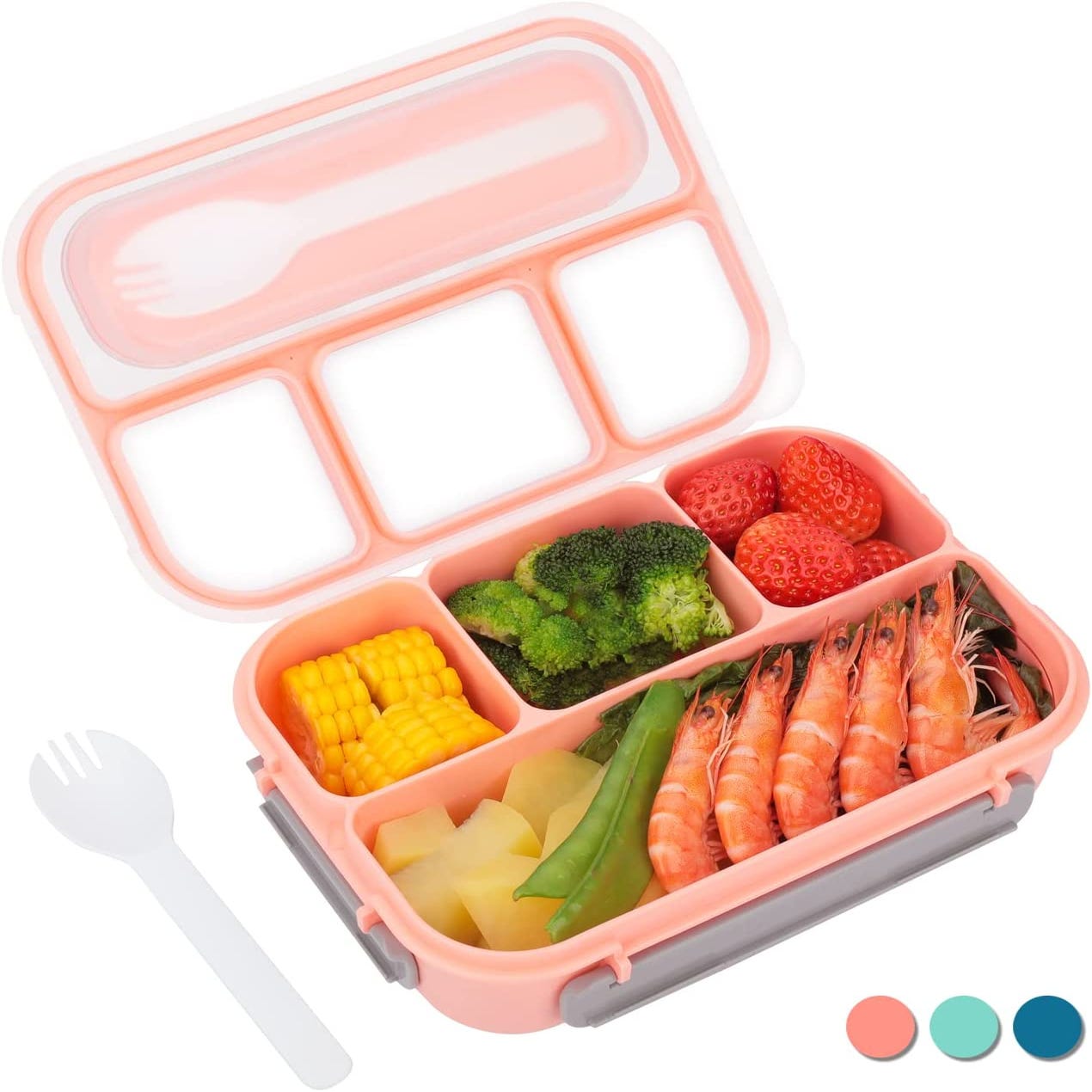 Boîte à lunch avec couvercle Boîte à bento réutilisable en Pp, 4  compartiments, boîte à repas étanche à l'air Tupperware pour enfants et  adultes, lave-vaisselle et micro-ondes