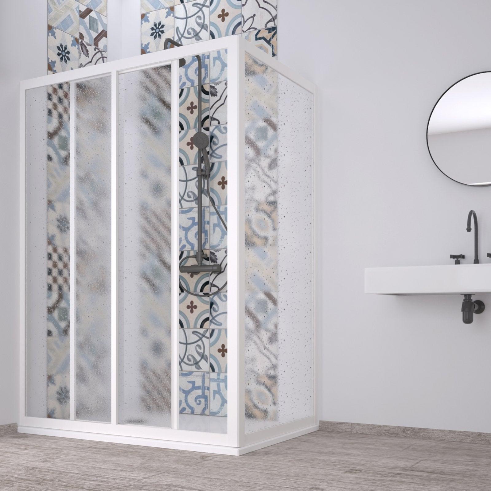 ROLLPLAST PINTO Box Doccia a Soffietto Modello Liberté, Angolare Riducibile, Cabina Doccia Salvaspazio in PVC Colore Bianco Pastello Made in Italy, arredo bagno, 80x80 cm