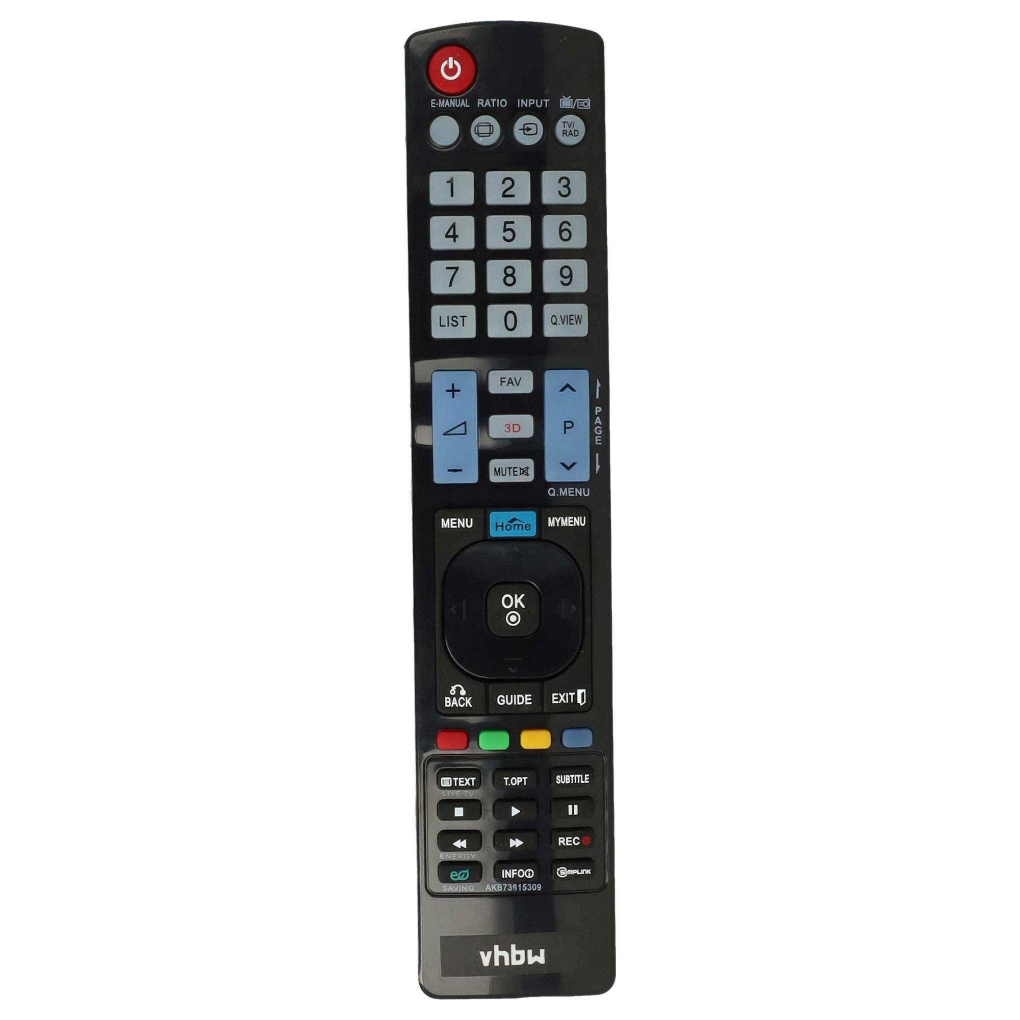 vhbw Mando a Distancia Compatible con LG 60UH625V, 60UH650, 60UH625, 60UH6257, 65UH615, 60UH6507, 65LY540S televisión, TV - Repuesto