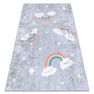 LIVONE Tapis enfant Kids love Rugs nuage rond gris argenté/blanc