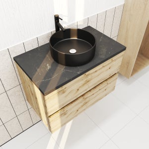Meuble de salle de bain 80 cm noir, meuble sous lavabo 80 cm Brianza