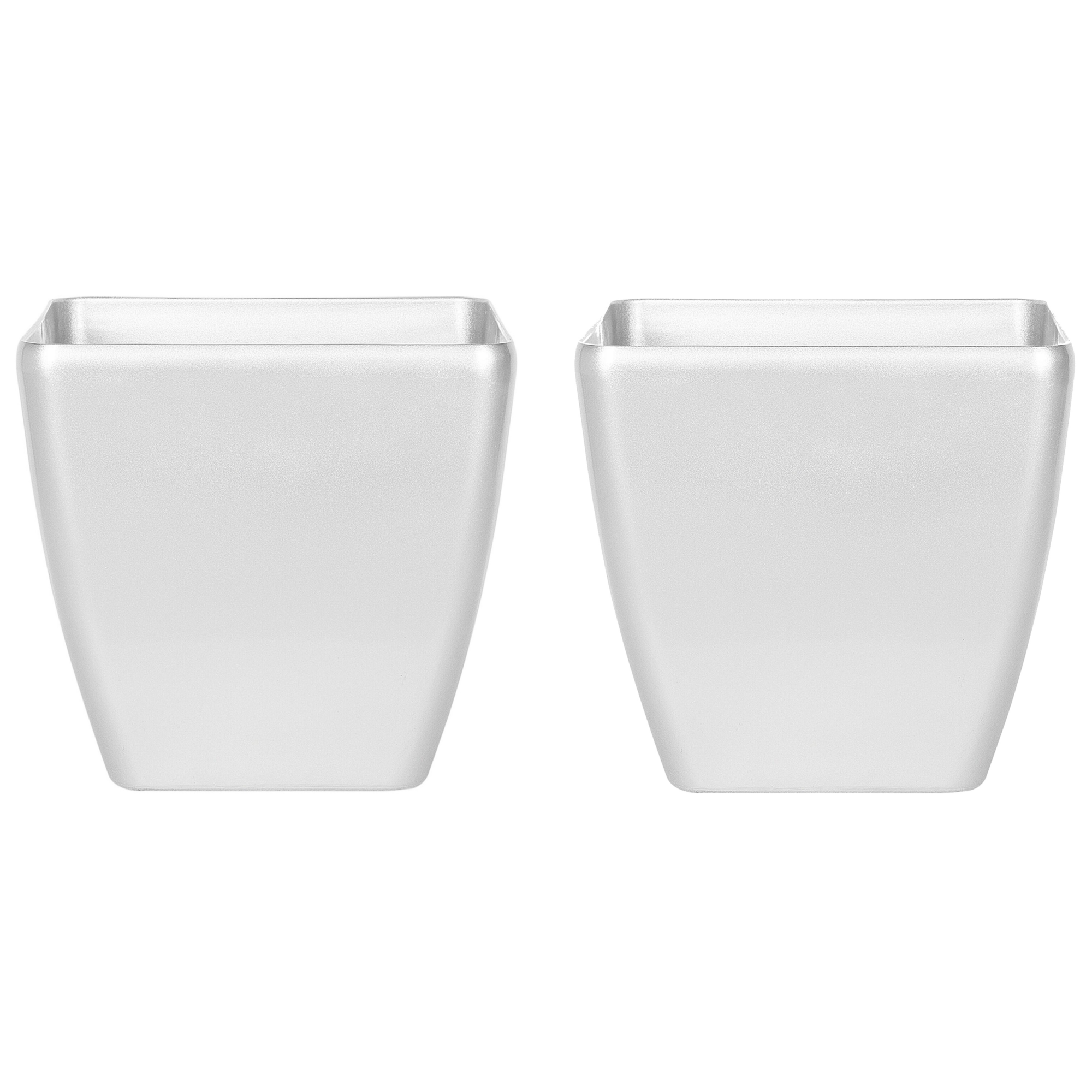 Beliani lot de 2 pots de fleurs argent s 35 x 35 x 34 cm astras leroy
