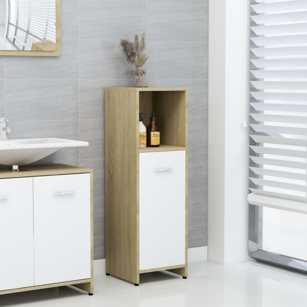 Mobiletto Bagno Due Ante Mobile Da Bagno Armadietto Da Terra Due Ante Doppia Apertura Bianco 70x35x90cm BZR121-W Mobili Bagno - 10