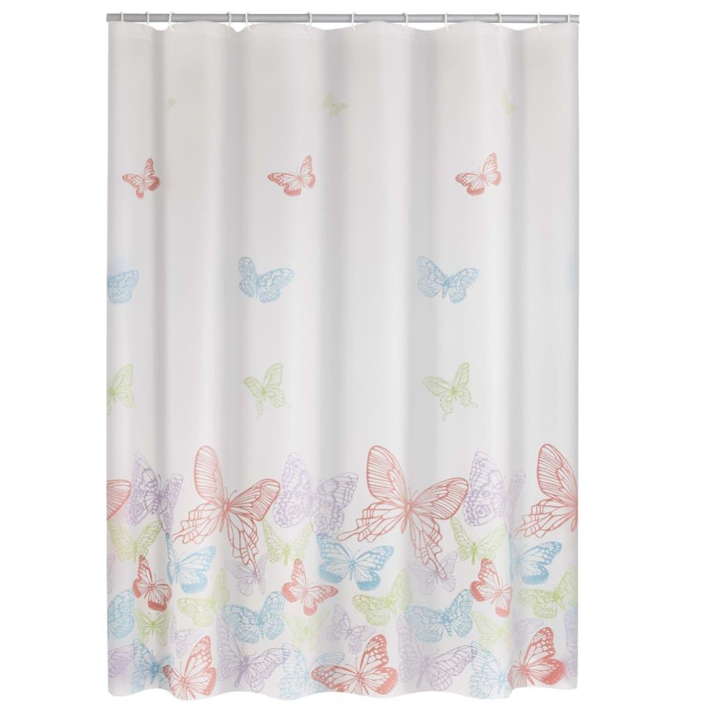 Tenda da doccia colorata con stampa floreale e farfalle, 182 x