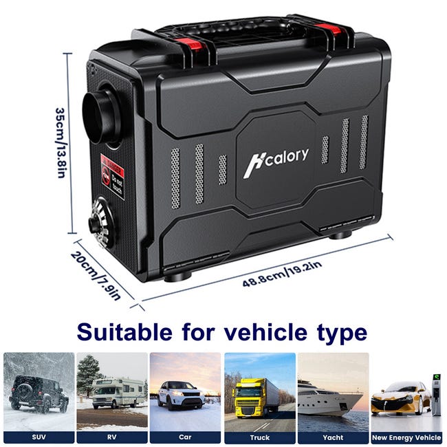 Chauffage de stationnement portable Hcalory 12V 5KW avec Bluetooth et  application