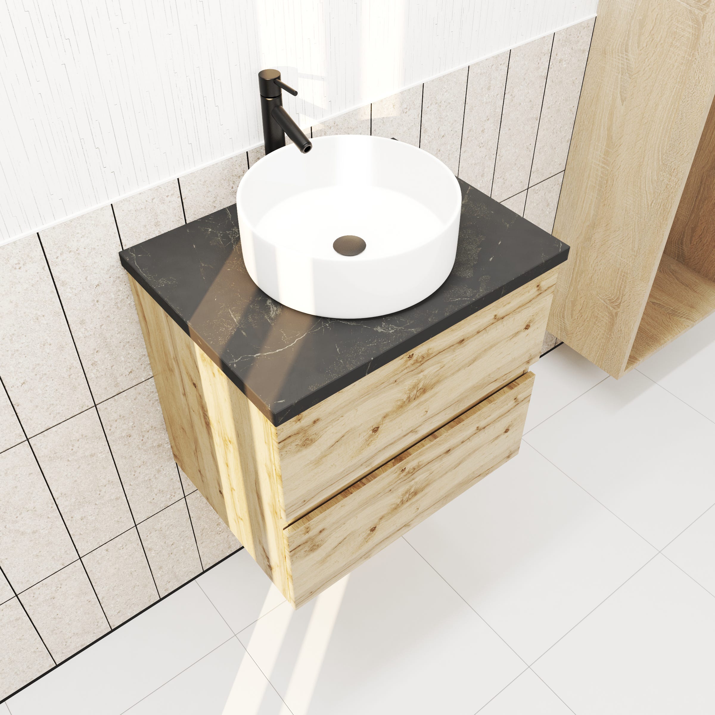 Mobile bagno Agnese nero lucido 100 cm con lavabo in ceramica