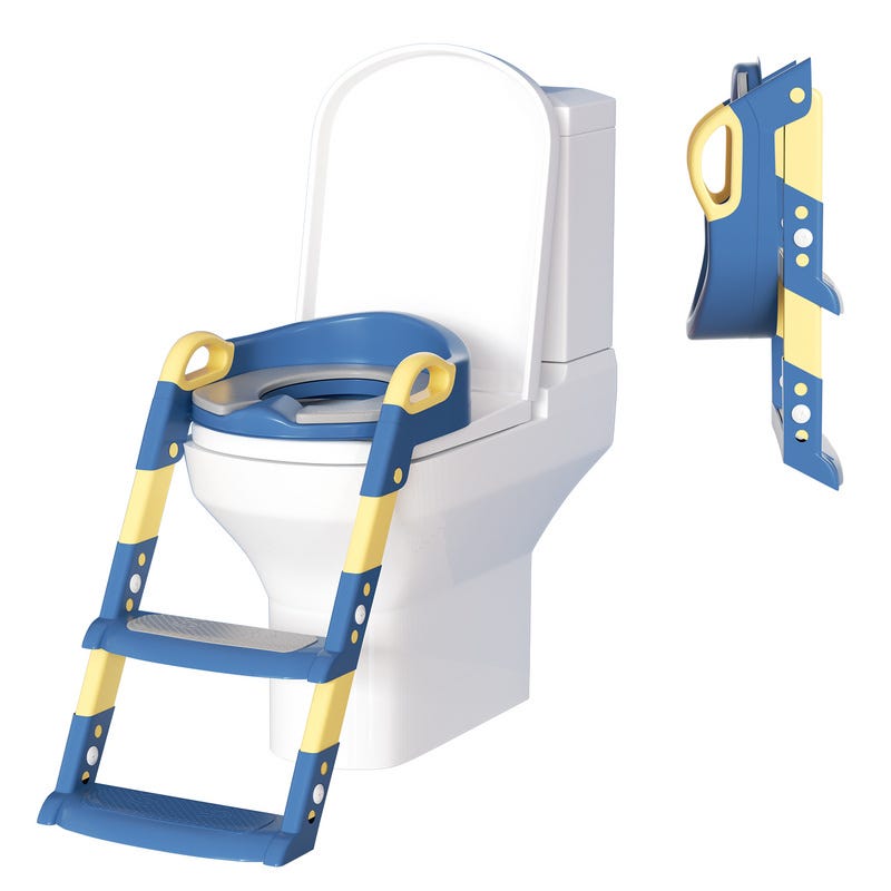 Asiento de inodoro para niños Entrenador de inodoro con escaleras Asiento  de inodoro para niños Orinal Plegable Ajustable en altura para inodoros con