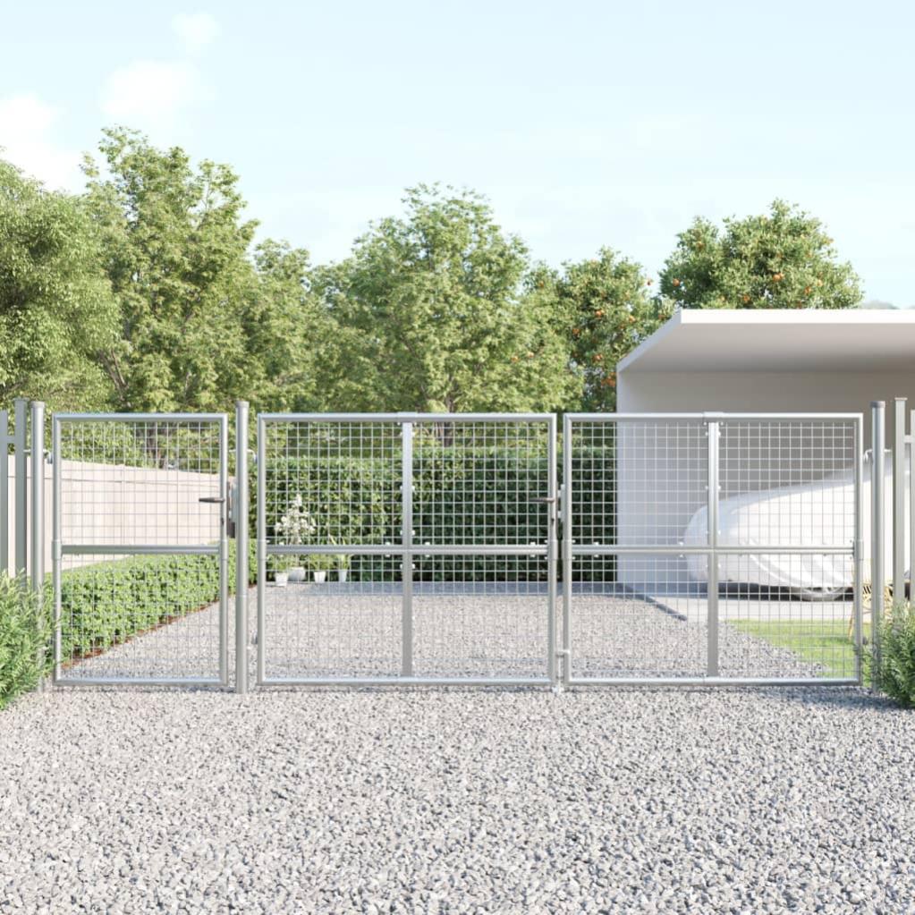 Cancello Per Recinzione In Acciaio Verniciato - Grigio 100x175 Cm Per Giardino E Terrazza