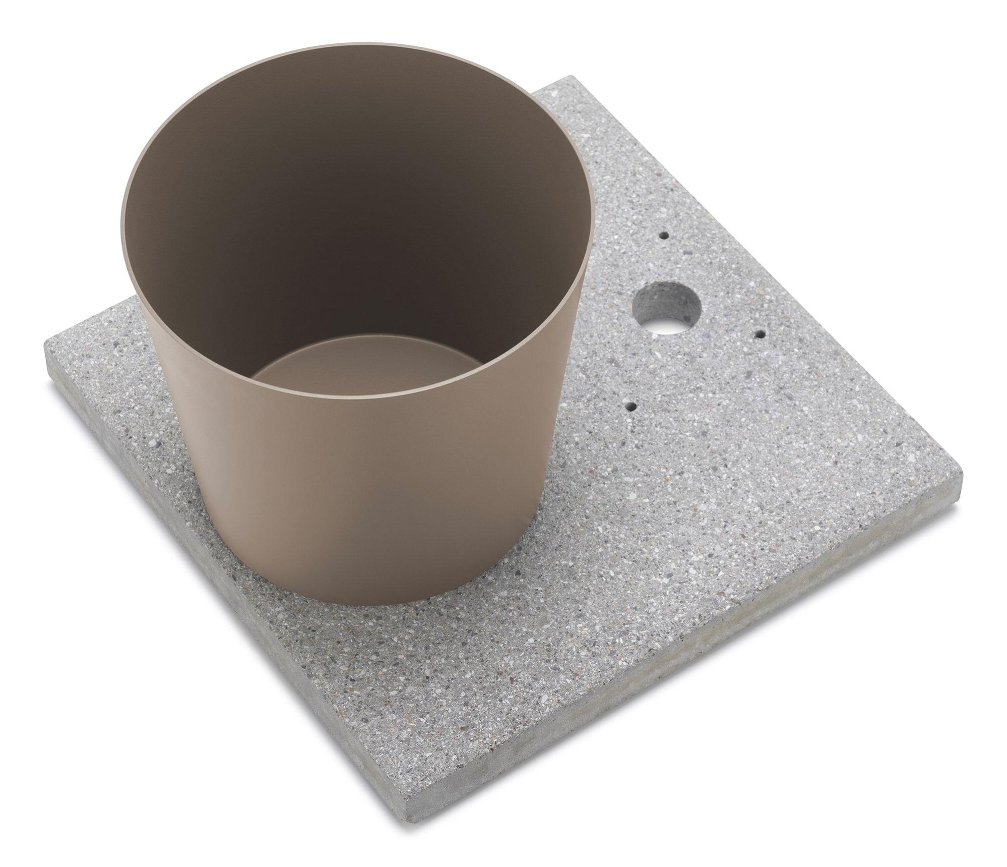 Base Per Fontane In Cemento Belfer 40x40x5 Cm Con Vaschetta Ciottoli - Made In Italy