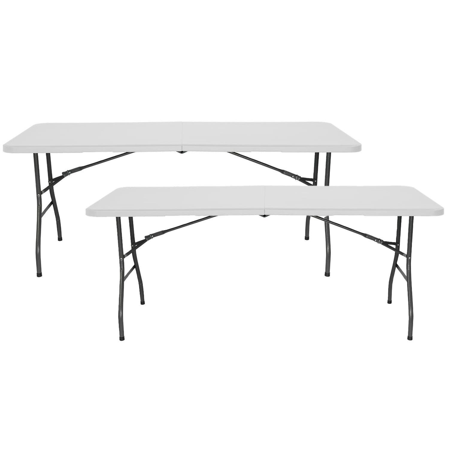 Table Pliante 180 cm Rectangulaire Effet Rotin Noire - Table de