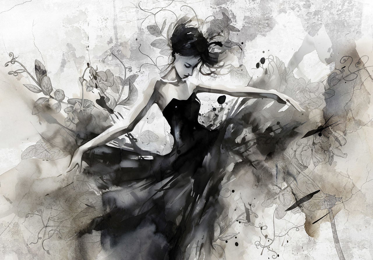 Papel pintado fotografia panorámica femme ballerine arte 254x184 cm - incluye cola - moderno salon dormitorio papel no tejido