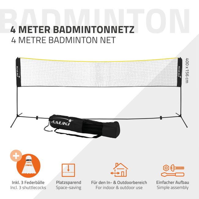 Filet de badminton 4m filet de volley-ball/tennis noir portable hauteur  156cm