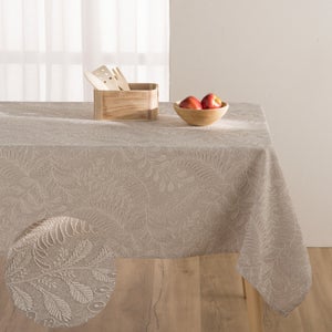 Tovaglia antimacchia tessuta jacquard Charolaise Beige 140x140 cm