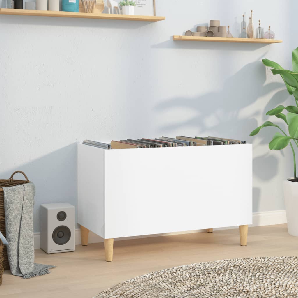 Maison Exclusive Mueble discos madera contrachapada blanco brillo  84,5x38x48 cm