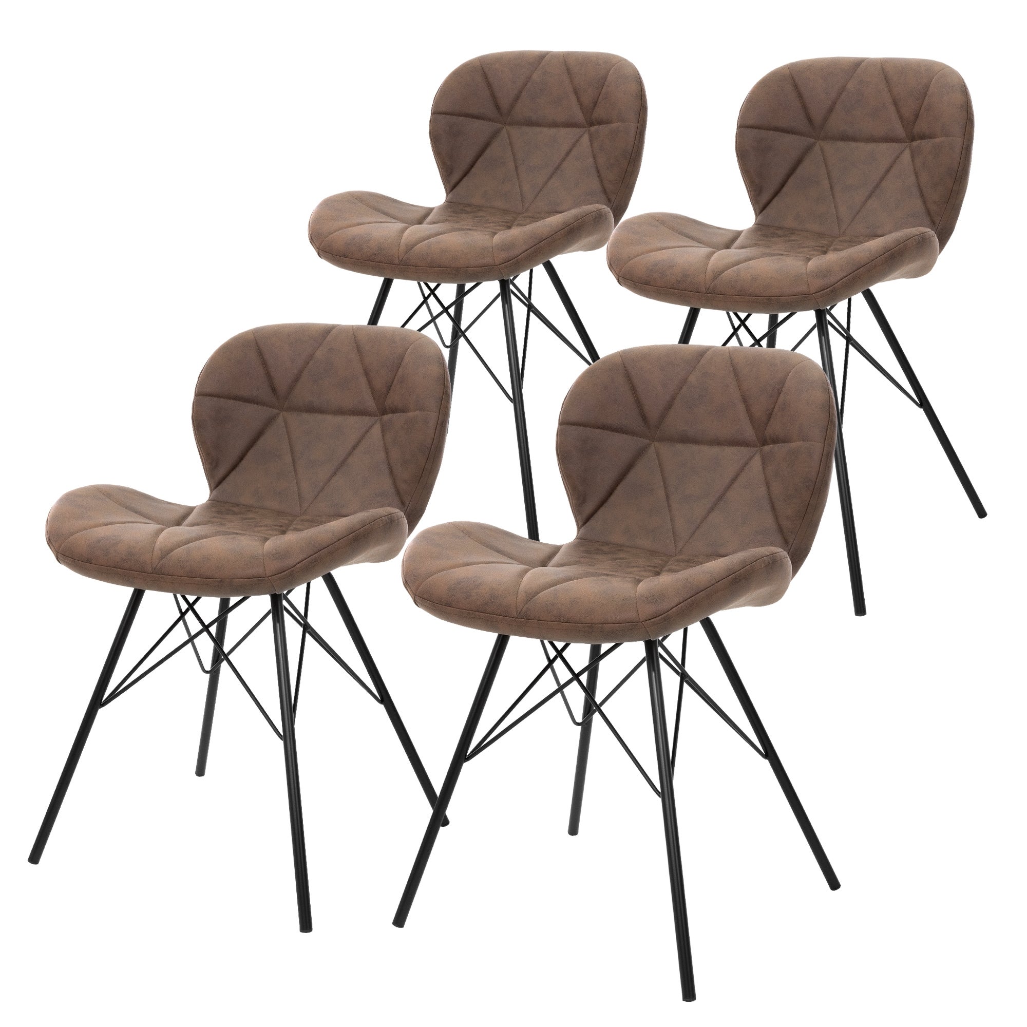 Set 4 sedie sala pranzo ecopelle marrone sedia soggiorno gambe in acciaio