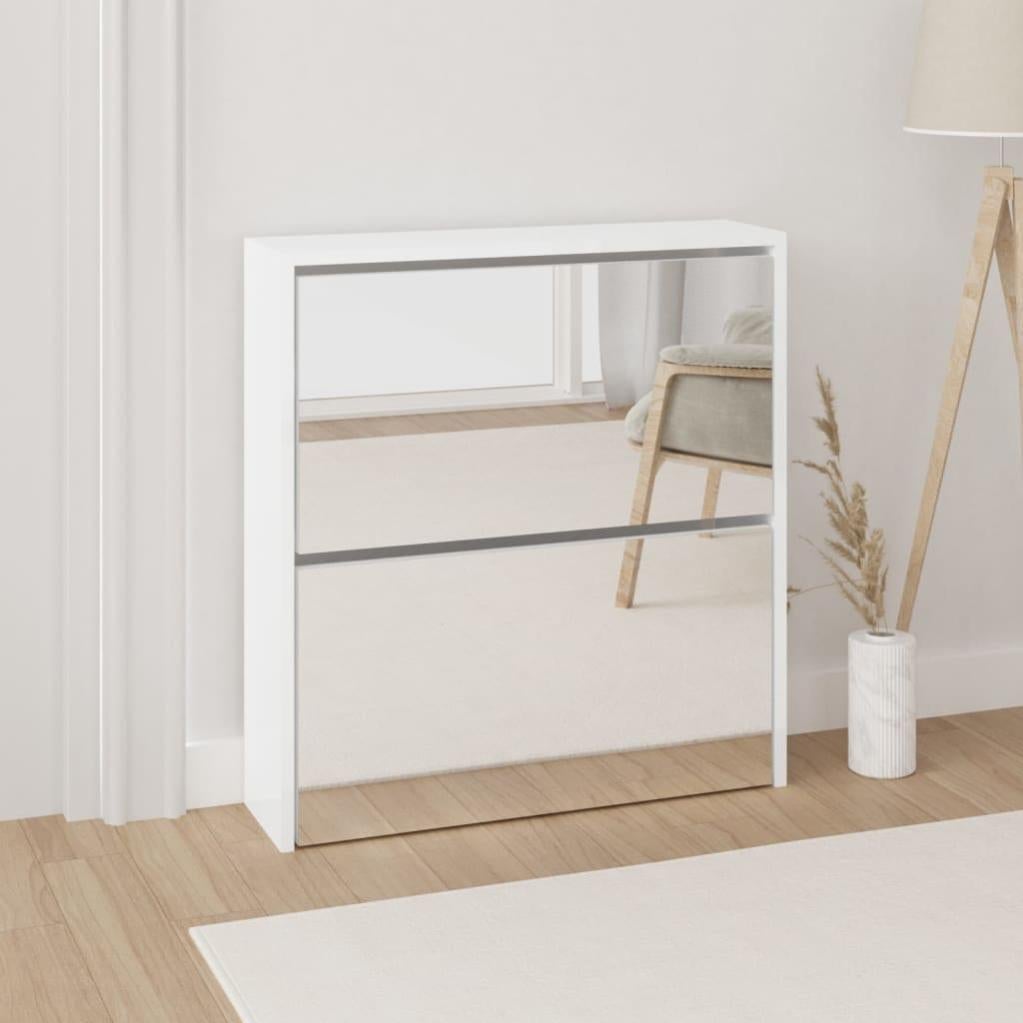 VidaXL Scarpiera Con Specchio 5 Livelli Bianco Lucido 63x17x169,5 Cm – Mobile Portascarpe Con Cassetti A Ribalta