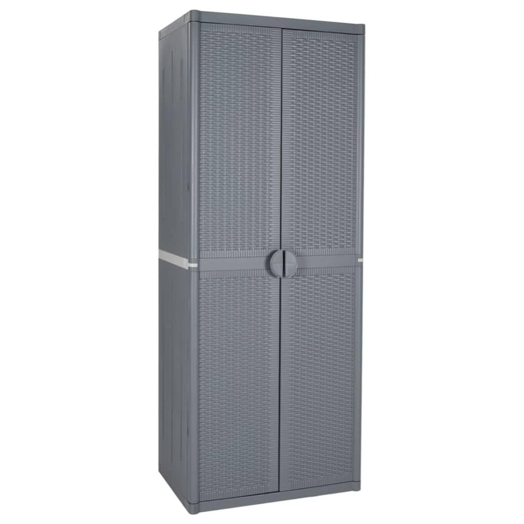 Armoire de rangement de jardin gris 65x45x172 cm PP rotin vidaXL