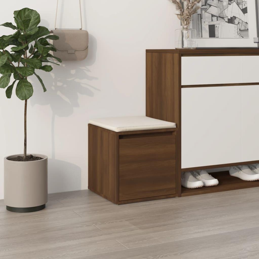 VidaXL Panca Portaoggetti In Legno Multistrato E Metallo - Rovere Marrone, 40x42,5x50 Cm, Con Piedini Regolabili