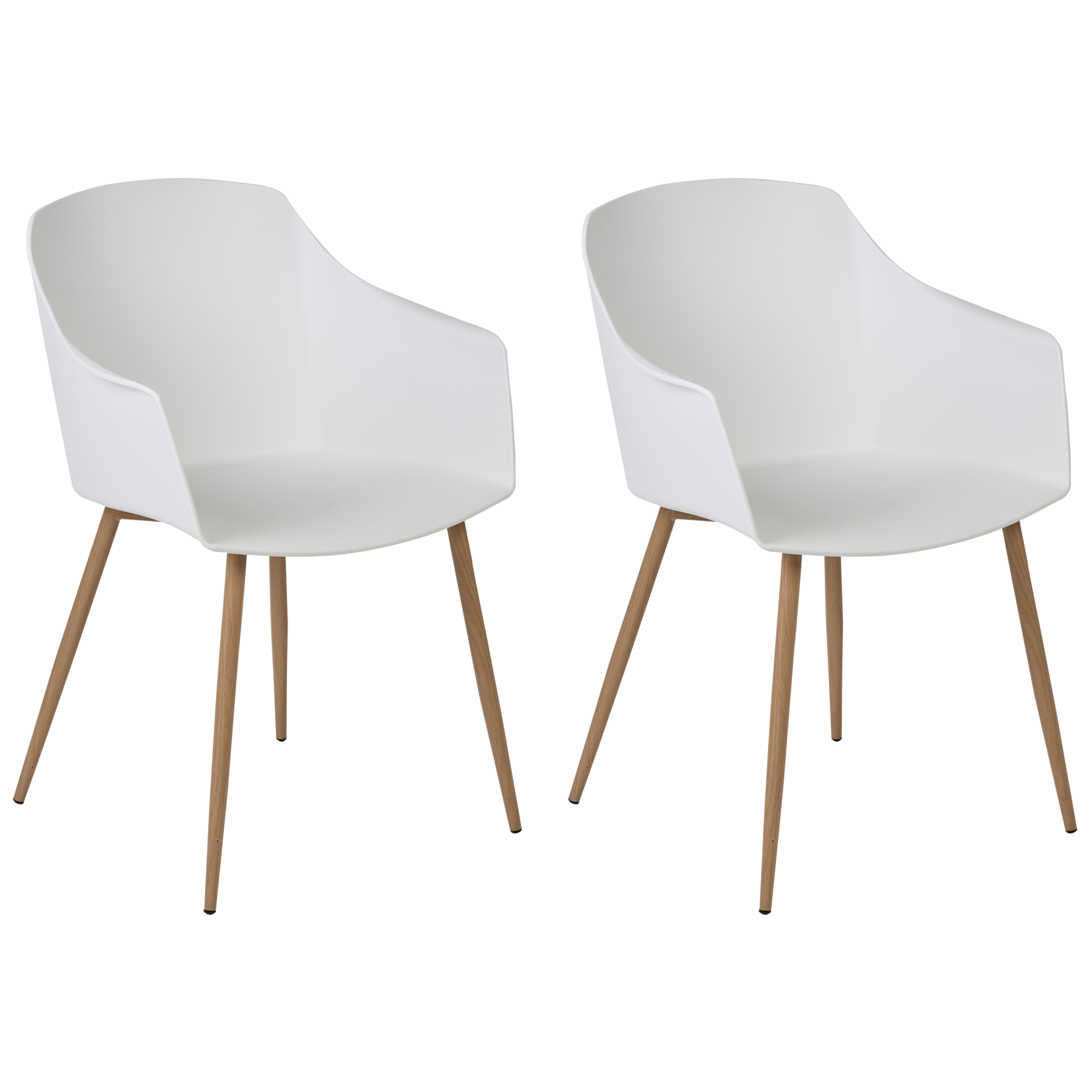 Set di 4 Sedie da pranzo - tessuto in lana artificiale - legno di hevea - stile moderno - bianco