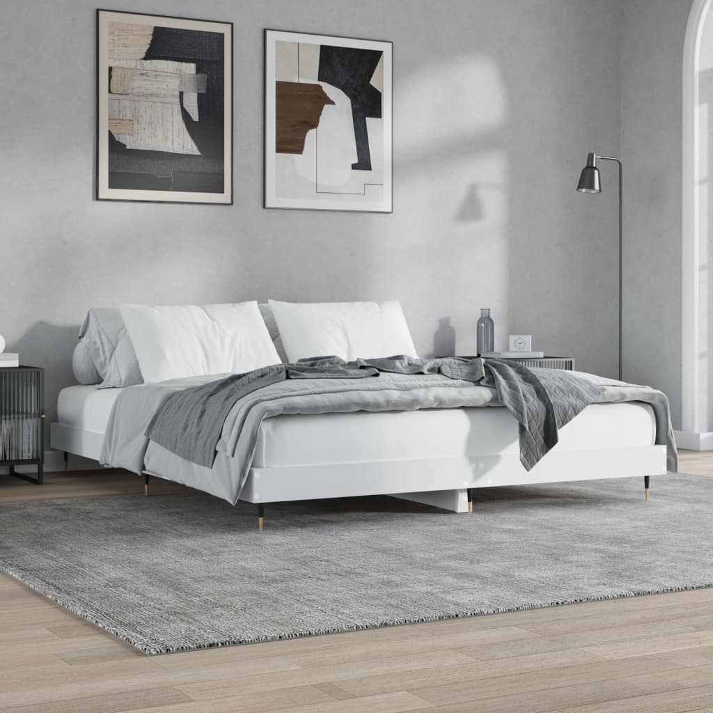 Estructura de cama madera contrachapada blanca 180x200 cm