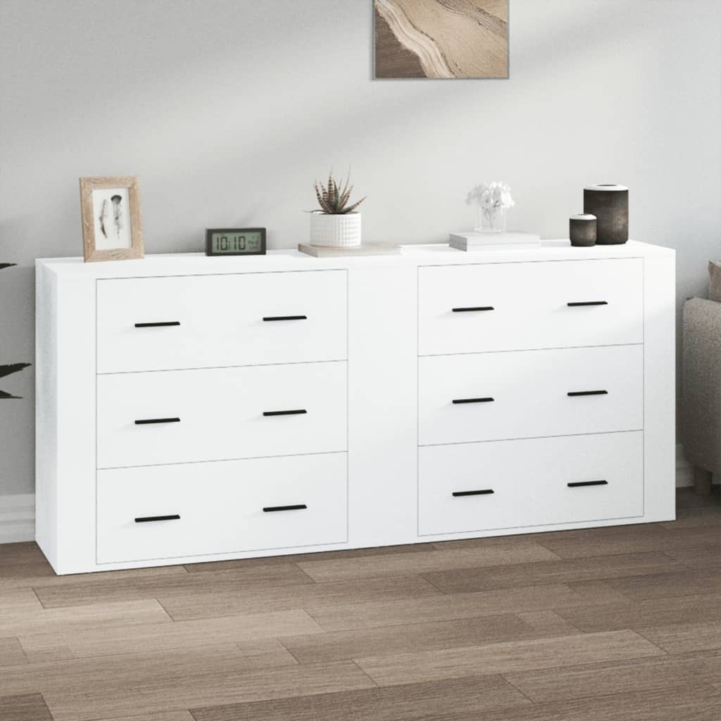 Vidaxl aparadores 2 piezas madera contrachapada blanco