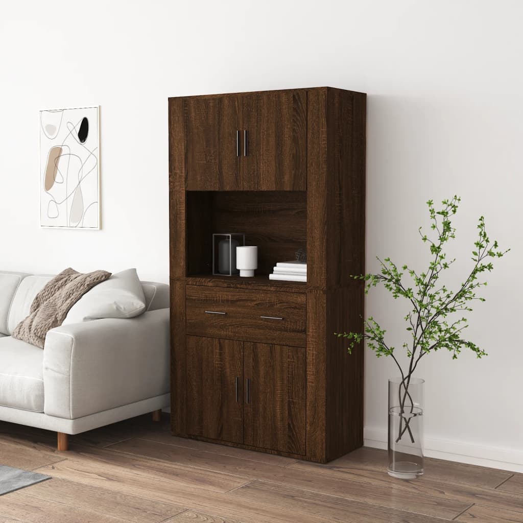 Vidaxl aparador alto madera contrachapada marrón roble