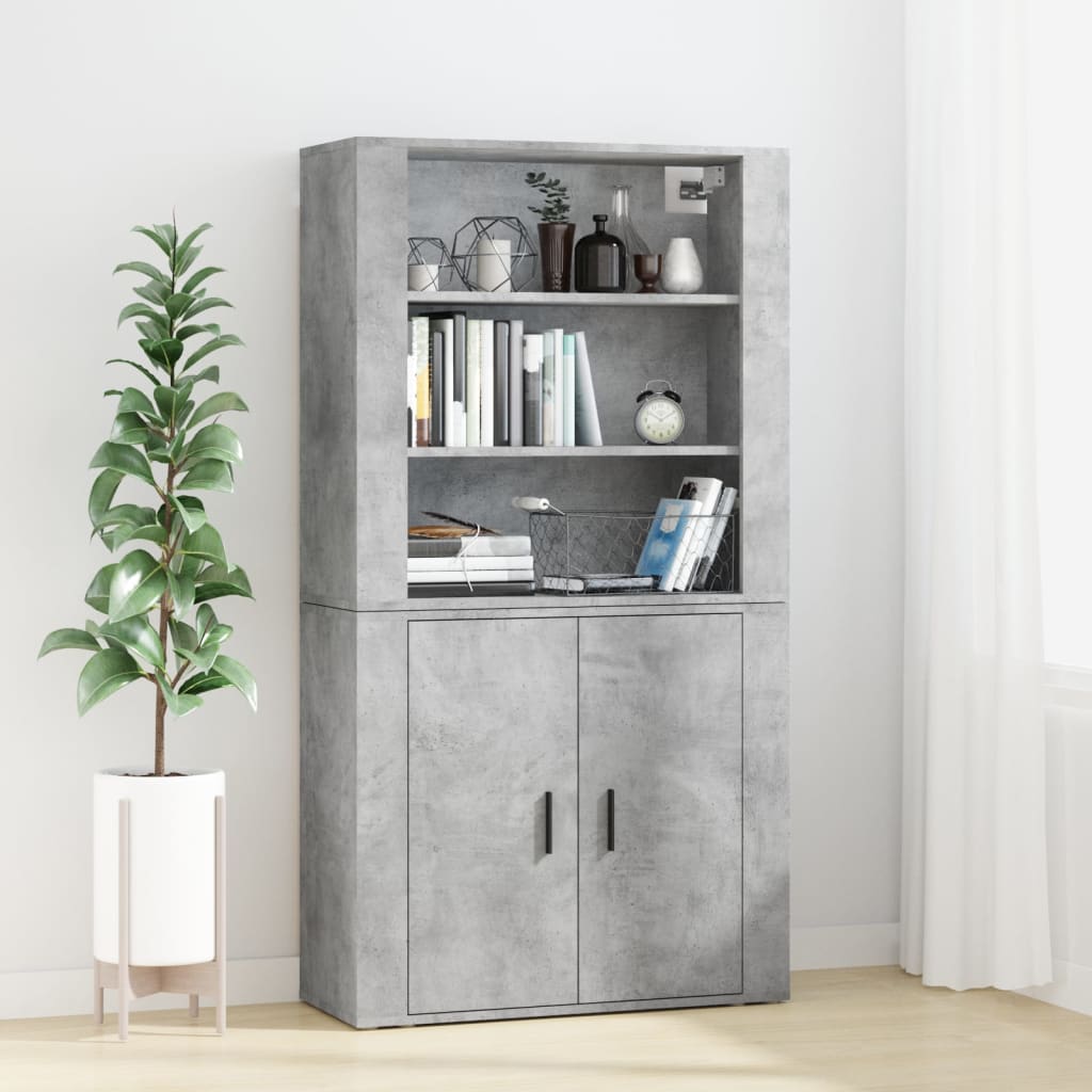 Vidaxl aparador alto madera contrachapada gris hormigón