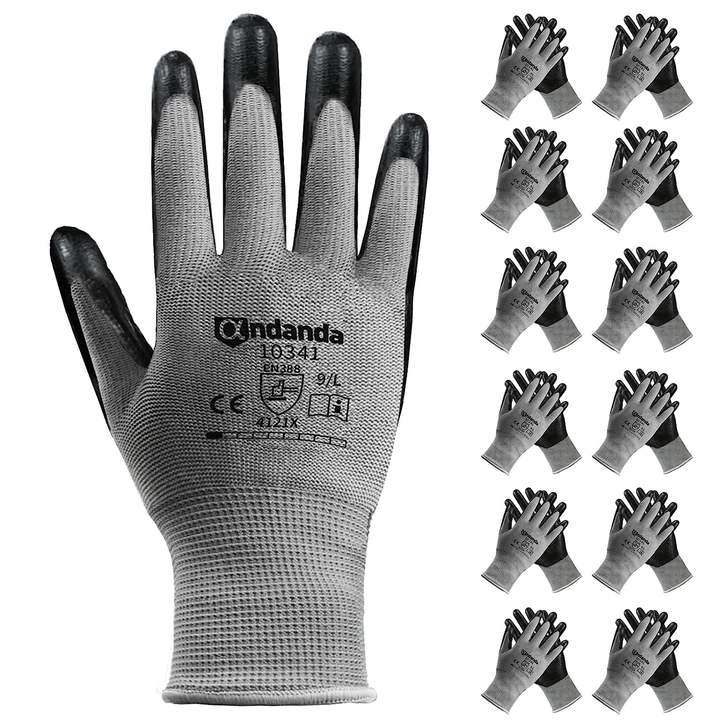 Paires Gant Enduit De Nitrile Sans Couture Paume Gants Protections Gants De Travail L