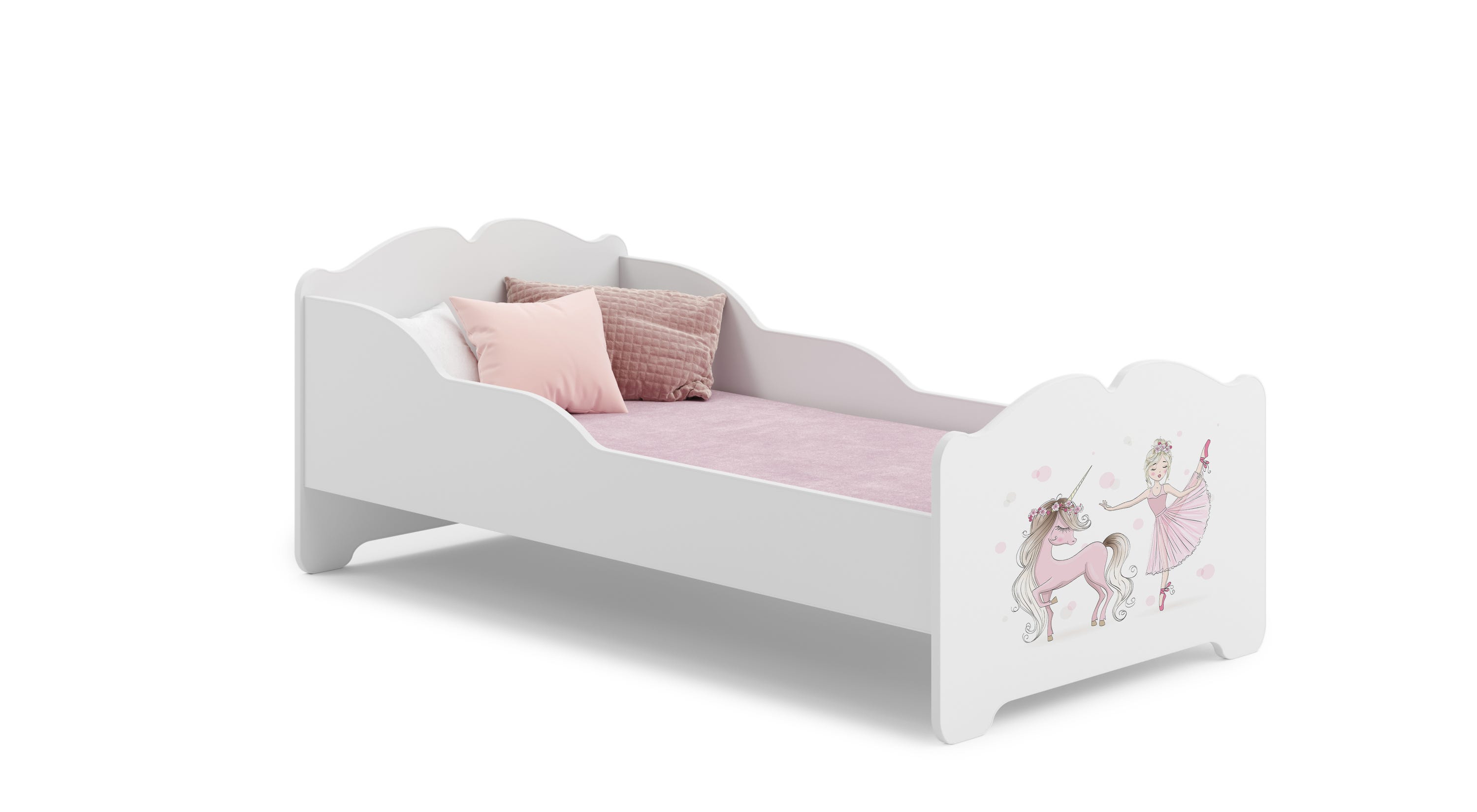 Anna - letto singolo 160x80 con grafica per bambini, in set con materasso e  giroletto