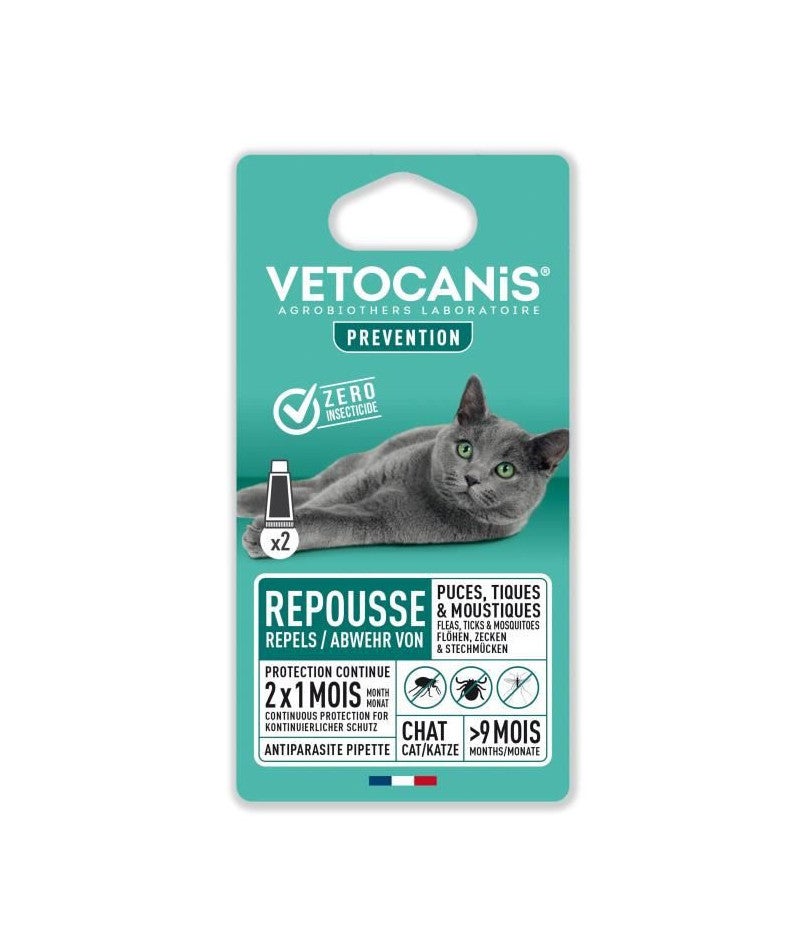 VETOCANIS Pipettes Anti Puces, Tiques, Moustiques, pour Chaton 2 pipettes Leroy Merlin