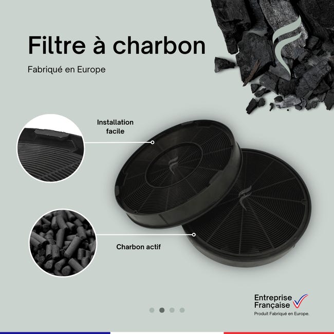 Filtre Charbon en Mousse + Jeu de Fixations pour Hotte DHD1155X1 De-Dietrich