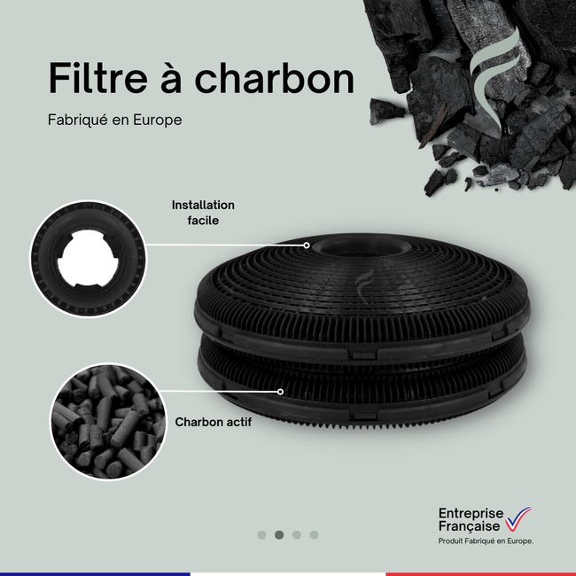 Filtres à charbon ECFB02 (x2) pour hotte BRANDT - Dimensions : 19 x 3 cm.