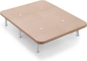 Base Tapizada 3D Beige con Patas de Madera Wengué y Barras Transversales de  Refuerzo, Medida: 90x190 cm