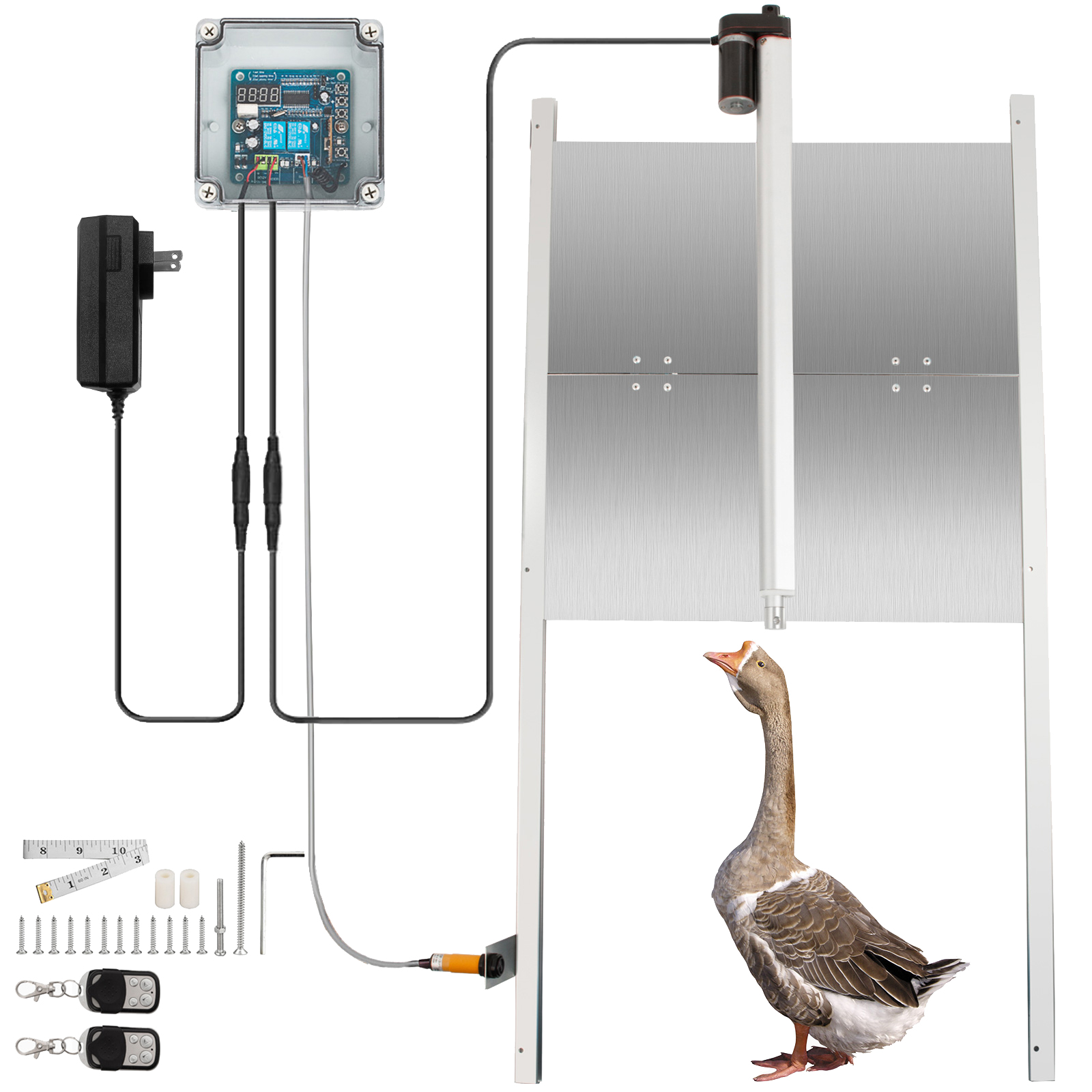 VEVOR Poulailler avec Kit De Porte Automatique 66W OuvrePorte Automatique avec Minuterie Haut