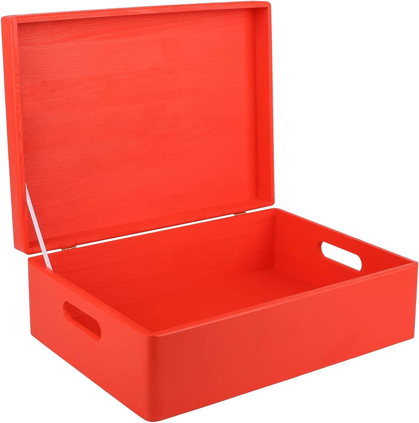 Caja de almacenaje con tapa de madera RE-Wood® en color rojo de