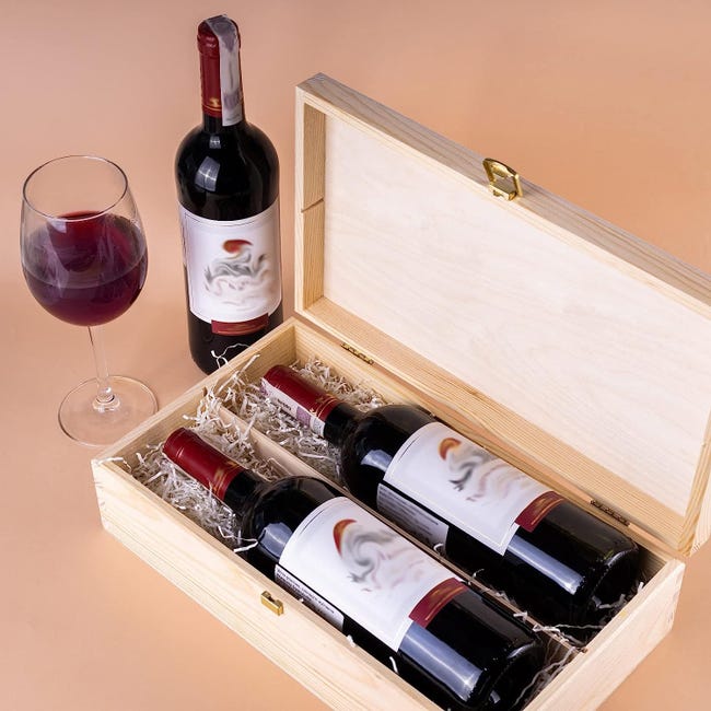 Creative Deco Boîte Caisse à Vin en Bois, Cadeau vin Mariage, Boite  Rangement, 3 Bouteilles, 35 x 30 x 10 cm, Coffret Vin, Boite Cadeau