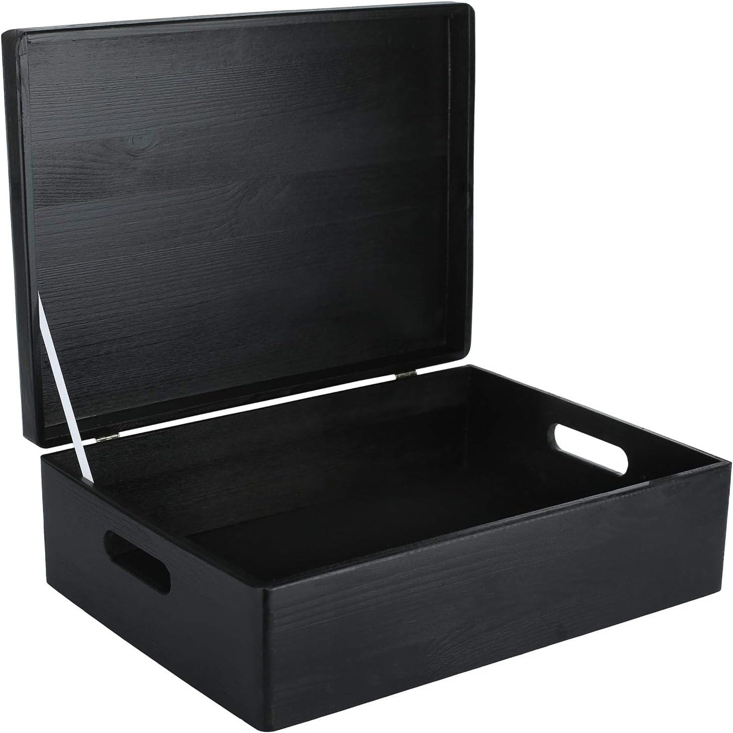 Creative Deco Caja de almacenamiento de madera grande XL con tapa con  bisagras | 15.8 x 11.8 x 5.5 pulgadas (+-0.5) | Caja de regalo lisa sin  pintar