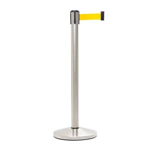Danieli Store, Postes separadores de acero con cinta extensible hasta 3 m,  retráctil y con sistema de seguridad, Base plana y cinta amarilla